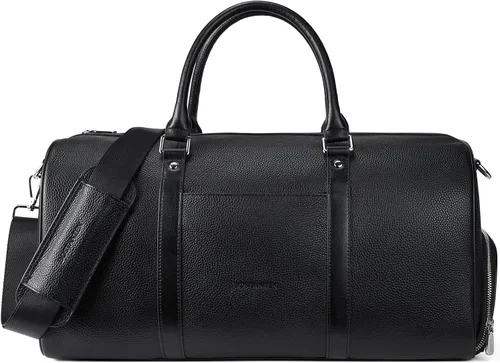 Vista 9 de BOSTANTEN Bolsa de lona de viaje de cuero genuino para el fin de semana, bolsa de lona para gimnasio, deportes, equipaje de mano para hombres