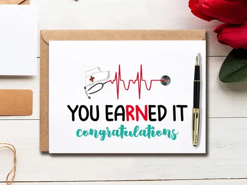 Vista 4 de EdgarGifts You Earned It Congratulations - Bonita tarjeta de graduación de enfermera - Tarjeta de felicitación de graduación Rn - Tarjeta