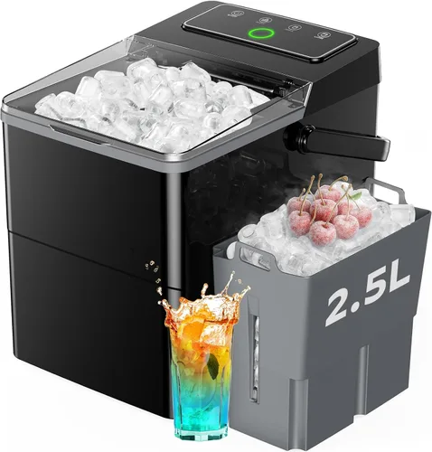 Vista 8 de Silonn - Máquina para hacer hielo con encimera, 9 cubos listos en 6 minutos, 26 libras en 24 horas, máquina de hielo autolimpiante con cuchara