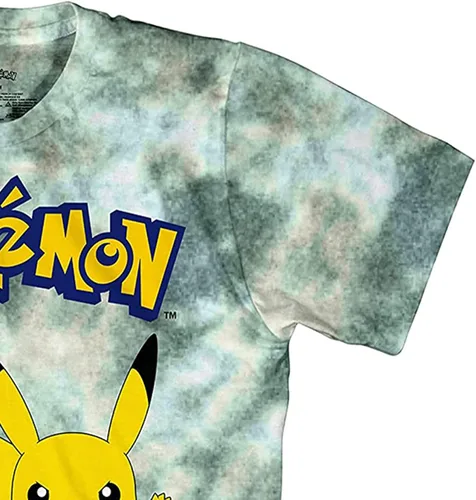 Vista 6 de Pokemon Camiseta de Pikachu Game para hombre, diseño oficial de teñido anudado