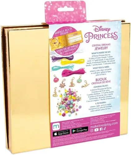 Vista 5 de Kit de joyería de sueños de cristal de princesa Disney de Make It Real - Set de cuentas y dijes de pulsera DIY con cristales Swarovski, incluye