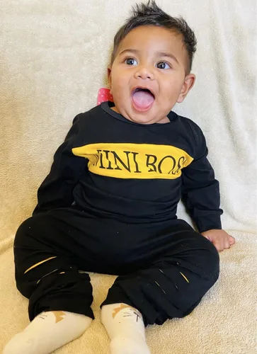 Vista 5 de Conjunto de 2 piezas de sudadera con estampado de letras de manga larga y pantalones para bebé niño