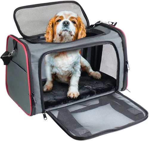 Vista 10 de Transportador de Mascotas de Lados Suaves para Perros Pequeños, Gatos, Cachorros, Transportadores de Gatos Aprobados por Aerolíneas, Transportador