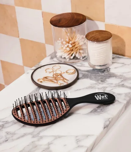 Vista 12 de Wet Brush - Cepillo de cerámica para desenredar en seco, color negro, cepillo ventilado para el cabello