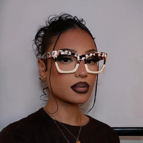 Vista 2 de VOOGLAM Elegantes gafas rectangulares con bloqueo de luz azul para mujer, antifatiga ocular, ojos secos, gafas Sienna