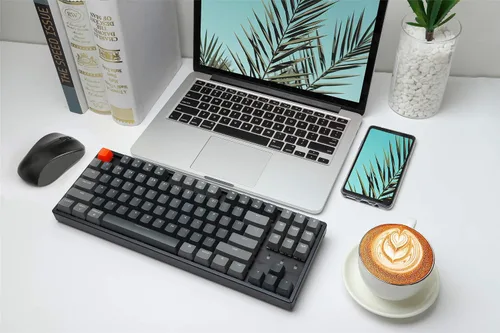 Vista 3 de Keychron K8 Tenkeyless Teclado mecánico inalámbrico para Mac TKL Bluetooth RGB retroiluminación multitarea tipo C teclado para juegos con cable