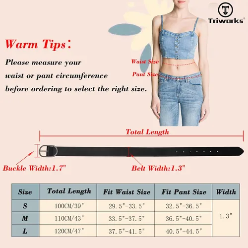 Vista 5 de TRIWORKS Cinturón de piel sintética para mujer, para jeans, vestidos de piel sintética para mujer