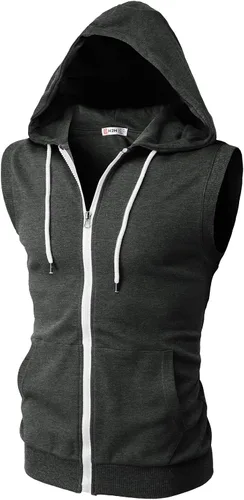 Vista 2 de H2H Mens Casual Slim Fit Zip-up Sleeveless Hoodie Lightweight Workout Tank Tops Gym Hoodies
