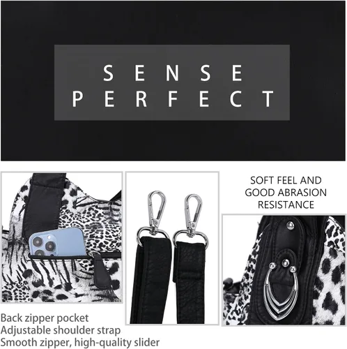 Vista 4 de Angel Barcelo Bolsos de mano de moda espaciosos para mujer, bolsos de hombro para mujer, bolso de cuero lavado