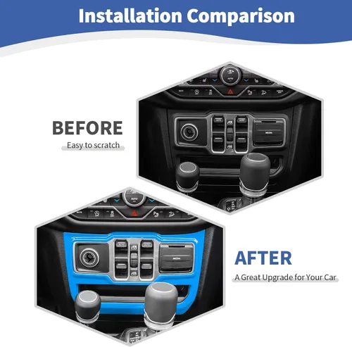 Vista 2 de RT-TCZ Cubierta de panel de interruptor de ventana para Jeep JL JLU Gladiator JT 2018-2024 Baby Blue Accesorios interiores