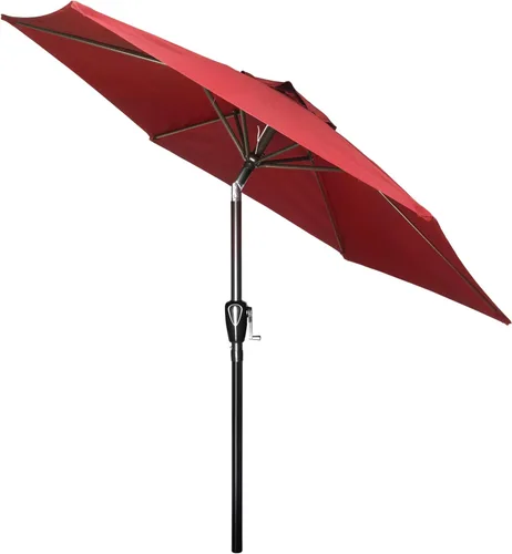 Vista 21 de HealSmart Sombrilla de patio de 7.5 pies con botón de inclinación/manivela, sombrilla de mesa al aire libre, 6 varillas resistentes para jardín