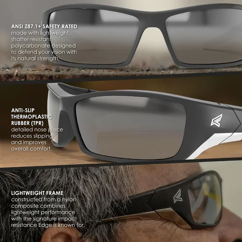 Vista 4 de Edge Reclus gafas de seguridad con clasificación ANSI - Marco negro/lentes antirreflectantes