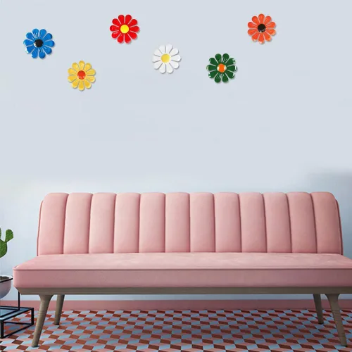 Vista 4 de 6 piezas de flores de metal para decoración de pared, decoración de jardín, flores de metal, girasol, arte de pared, decoración para colgar, adorno
