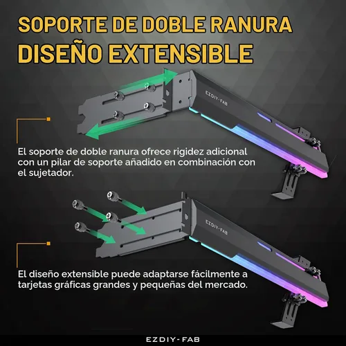 Vista 4 de EZDIY-FAB Soporte Abrazadera para GPU ARGB de 5V, Refuerzo de Soporte para Tarjeta Gráfica GPU, Soporte para Tarjeta de Video, Estructura