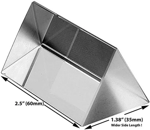 Vista 2 de Prisma triangular de vidrio óptico Amlong Crystal de 2.5 pulgadas para la enseñanza del espectro de luz, 60 mm