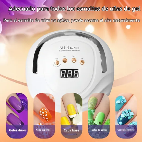 Vista 5 de Lámpara de uñas LED UV con 81 cuentas, lámparas de curado de uñas de 380 W para esmalte de gel con sensor automático/4 ajustes de temporizador