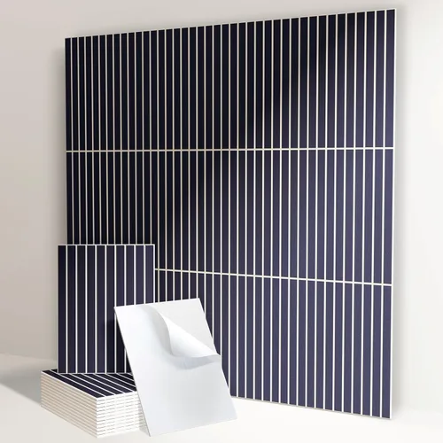 Vista 17 de Paneles acústicos, paneles de pared acústicos autoadhesivos, 12 piezas Chevron Peak - Blanco pálido
