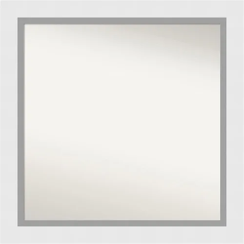 Vista 322 de Amanti Art Espejo de baño blanco para sobre el fregadero, 24 x 26 pulgadas, espejo rectangular blanco y blanco, marco de madera contemporáneo