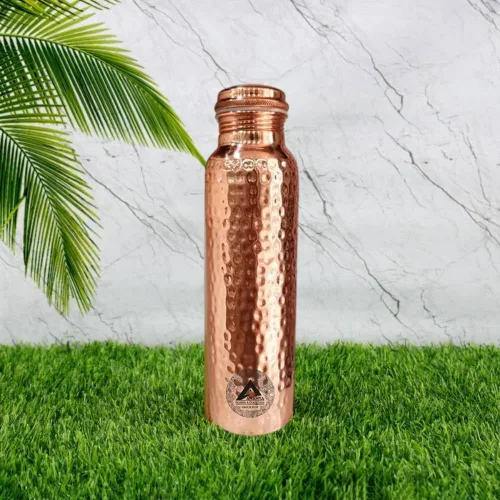 Vista 2 de ANANYA FASHION & CRAFTS HUB 34 Oz Hammered Copper Water Bottle – Handcrafted, Ayurvedic, Leak-Proof – Natural Wellness & Daily Hydration Solution