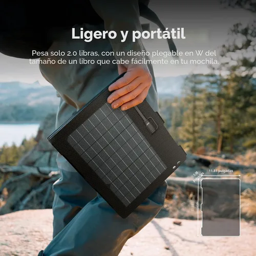 Vista 2 de Jackery SolarSaga 40W Air - Panel solar, 23% de eficiencia de conversión, paneles bifaciales PERC de tamaño libro, impermeable IP65, cargador solar