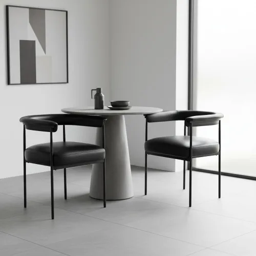 Vista 8 de LukeAlon Juego de 2 sillas de comedor de piel sintética, silla de cocina tapizada con respaldo abierto con patas de metal negro, respaldo curvado