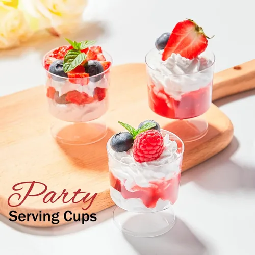 Vista 8 de Zezzxu Mini Copas de Postre de 2 oz con Cucharas, Paquete de 100 Copas Desechables para Aperitivos Copas de Mousse Copas Pequeñas de Plástico tipo