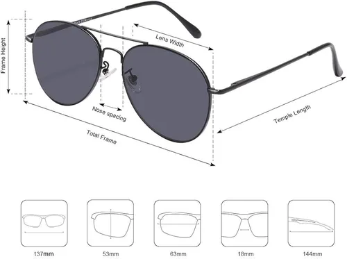 Vista 5 de PARZIN Gafas de sol planas de aviador con lente de espejo con protección UV400 sombras oscuras
