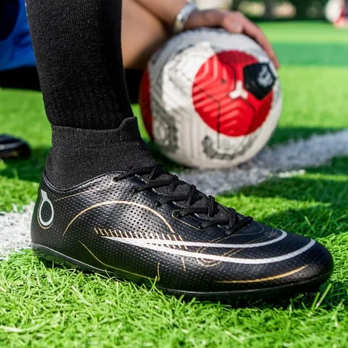 Vista 7 de Botas de fútbol para hombre, zapatos de fútbol profesionales de alta calidad, para interiores y exteriores, cómodos tenis atléticos