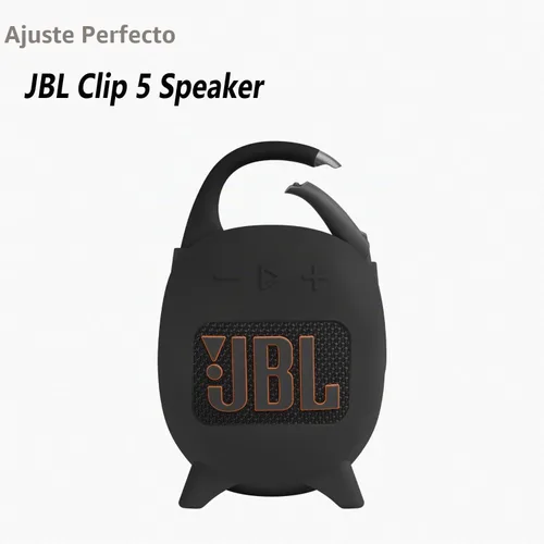Vista 2 de Geiomoo Funda de transporte de silicona para JBL Clip 5, funda protectora portátil resistente a rayones y golpes (negro)
