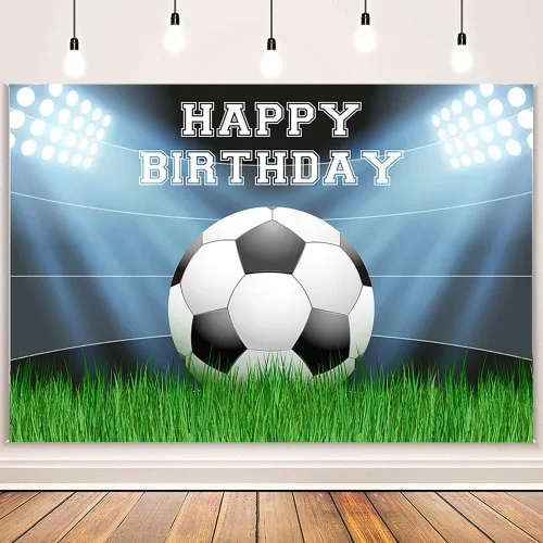 Vista 2 de AIBIIN Telón de fondo de fiesta de cumpleaños de fútbol, fondo de fotos de campo de fútbol, decoración de fiesta de fútbol para hombres, campo