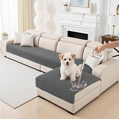 Vista 14 de MYSKY HOME Fundas de sofá para sofá seccional, funda de sofá en forma de L, fundas de sofá 100% impermeables para perros, funda de sofá modular