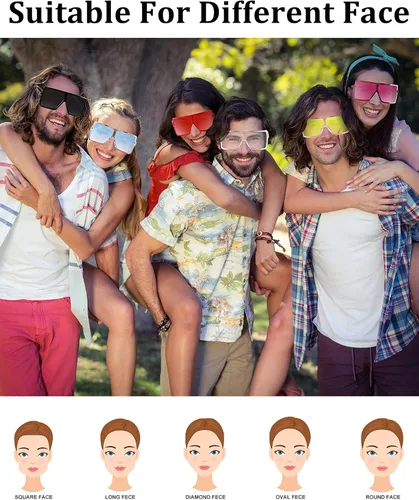 Vista 5 de Frienda 26 pares de lentes de sol cuadrados de gran tamaño para mujeres y hombres persianas planas de gran tamaño 26 colores 27