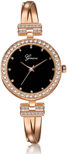 Vista 3 de CdyBox Reloj de cristal para mujer con 3 pulseras, reloj de pulsera de cuarzo, 4 piezas, juego de joyería para mujer