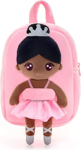 Vista 2 de Gloveleya Mochila para niñas pequeñas con muñeca de bailarina suave rosa a partir de 2 años