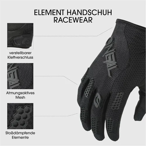 Vista 2 de O'NEAL Element Glove - Ropa de carreras para hombre, color negro 12