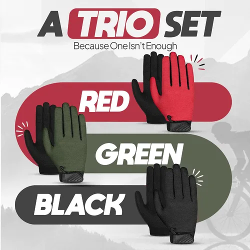 Vista 6 de Kids Cycling Gloves - Full Finger Bike Gloves for Boys & Girls, Non-Slip Motorbike Gloves for BMX, MTB, Scooter & Outdoor Sports