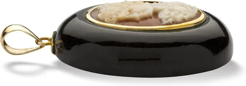 Vista 2 de PalmBeach - Colgante de oro amarillo de 10 quilates, forma ovalada, genuino, camafeo natural, ónix negro (1.181 in), Shell, Ónix