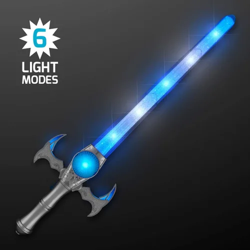 Vista 2 de Espada de juguete medieval iluminada con luces LED azules y blancas ICY