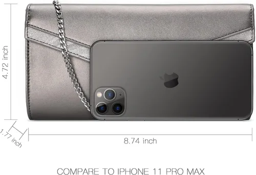 Vista 3 de Clutch Purse for Women GM LIKKIE Envelope Evening Clutch Handbag Crossbody Foldover PU Leather Shoulder Bag