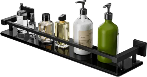 Vista 22 de Estantes de vidrio Alise para pared de baño, estante de baño de vidrio templado montado en la pared, estantes flotantes modernos que ahorran espacio