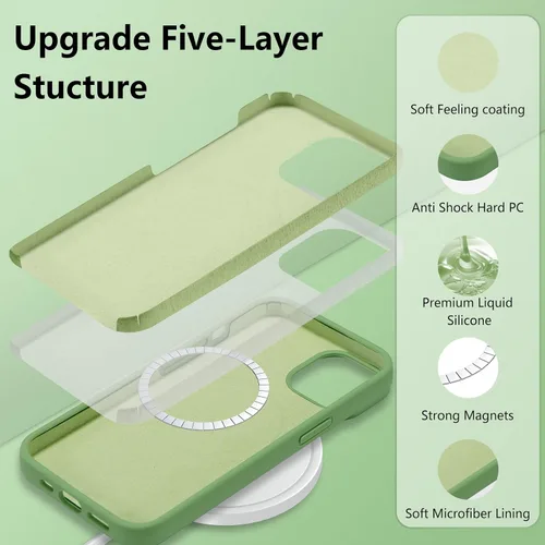 Vista 94 de Funda magnética de silicona para iPhone 13 Pro, color blanco antiguo [Compatible con Magsafe] [Forro de microfibra suave antiarañazos], funda