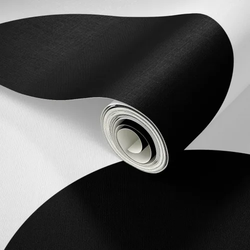 Vista 2 de Papel tapiz para despegar y pegar, diseño de lunares, círculos negros y blancos, moderno, geométrico, extraíble, por Spoonflower Sample 12" x 24
