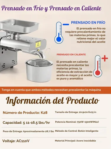 Vista 5 de CGOLDENWALL Máquina de prensa de aceite mejorada, prensa automática de aceite en frío y caliente con control inteligente/pantalla táctil LCD/6