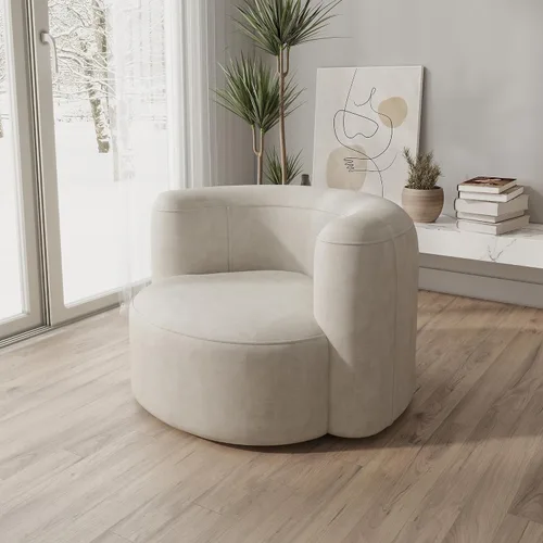 Vista 7 de Acanva - Sofá de terciopelo con respaldo curvo y diseño moderno de lujo, sofá minimalista cómodo para sala de estar, apartamento, espacio