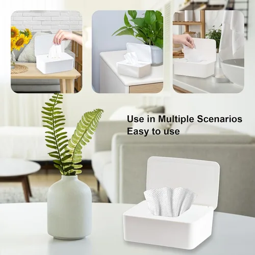 Vista 3 de 1 dispensador de toallitas para pañales, contenedor de toallitas recargable, recipiente con tapa de diseño de sellado, mantiene las toallitas Negro