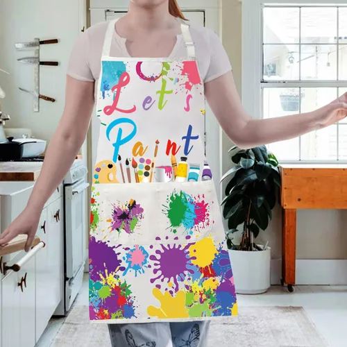 Vista 5 de Gzrlyf Delantal de artista para pintar delantal para pintor de arte, regalos para profesores de pintura, delantal para amantes de la pintura