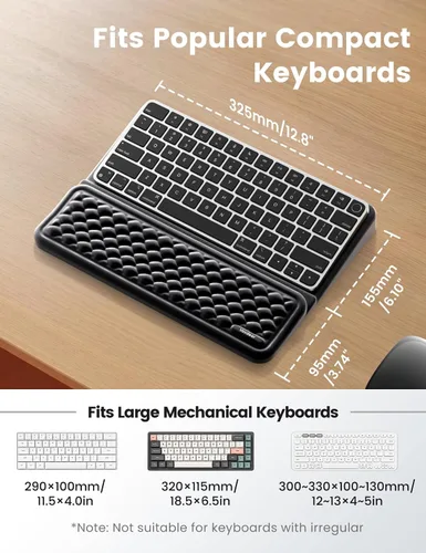 Vista 7 de Vaydeer Reposamuñecas de teclado mediano para computadora, soporte de teclado de espuma viscoelástica suave con soporte de muñeca para teclado
