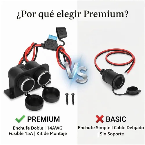 Vista 5 de Enchufe para encendedor de cigarrillos con fusible de hoja, divisor de encendedor de cigarrillos de 2 enchufes, 12 V, enchufe de repuesto Negro-1p