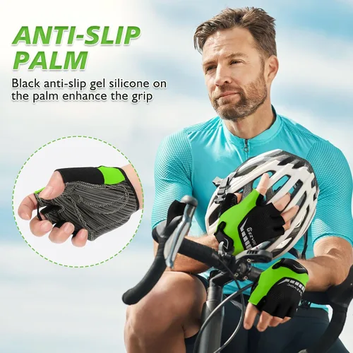 Vista 5 de Guantes de ciclismo con almohadilla absorbente de golpes, agarre extra, ajuste flexible, peso ligero, transpirable para hombres y mujeres ciclismo