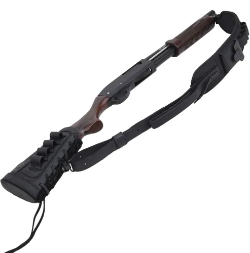 Vista 6 de Funda de cuero para escopeta de lona y 8 cartuchos redondos para calibre 12